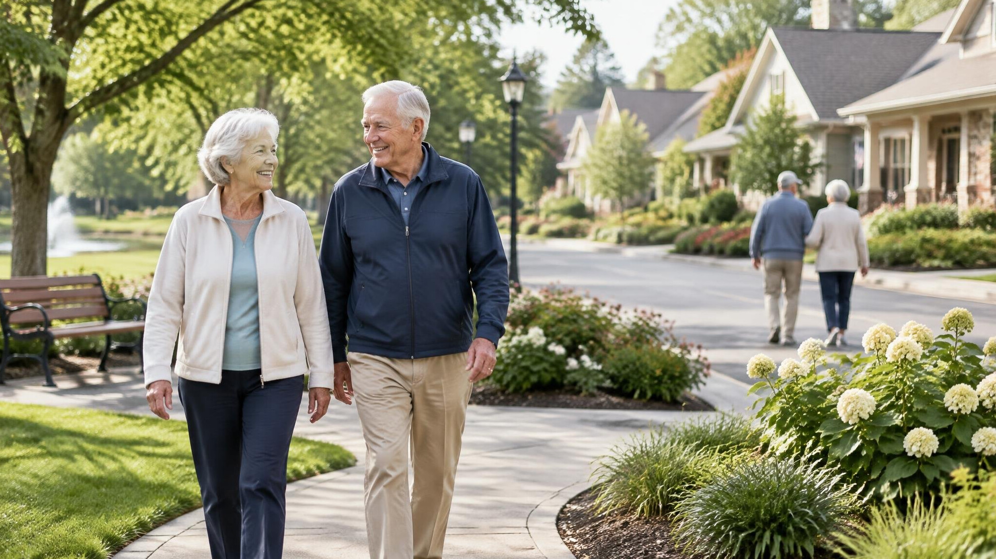 senior walking in neighborhood park