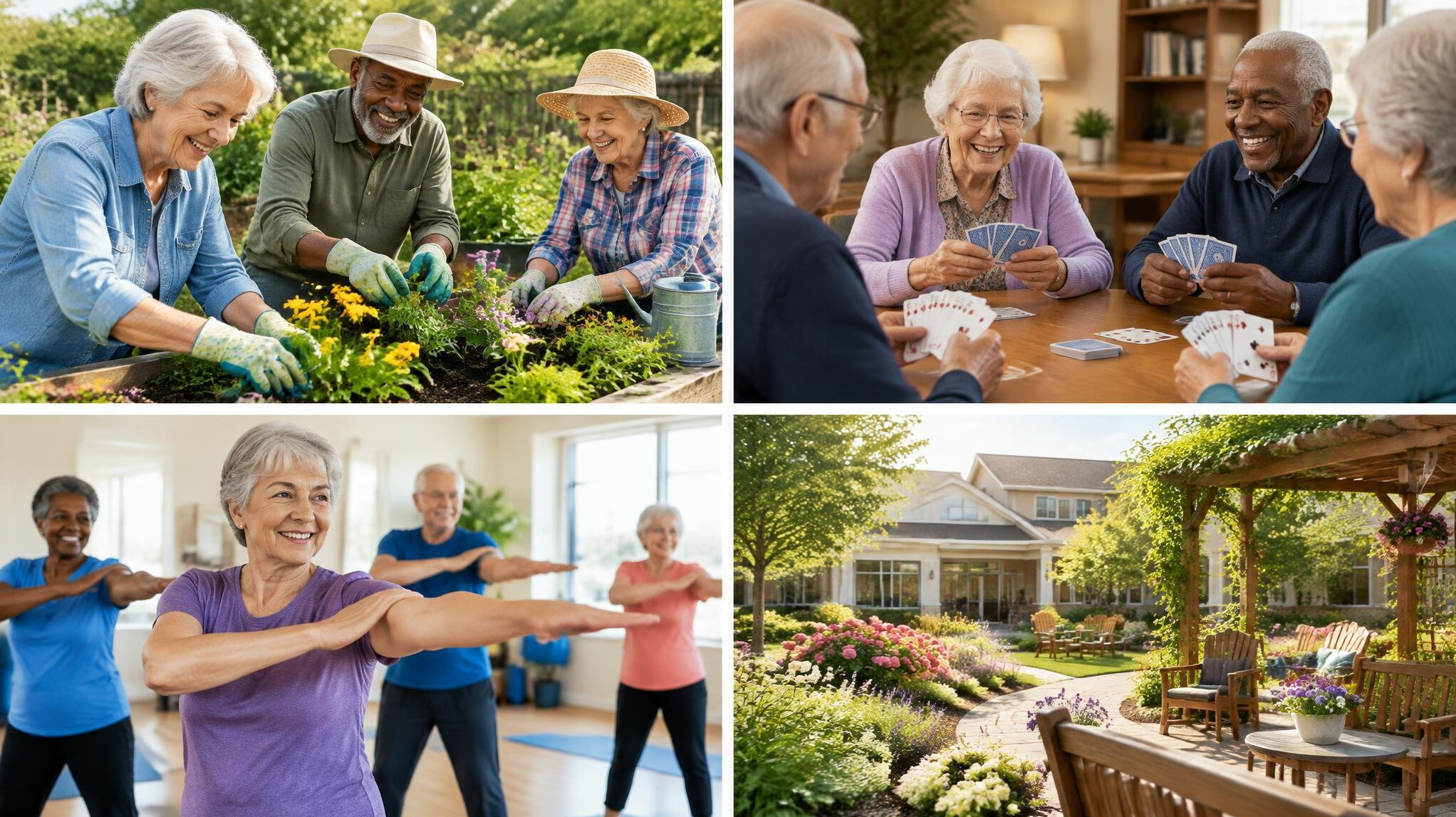 seniors gardening together