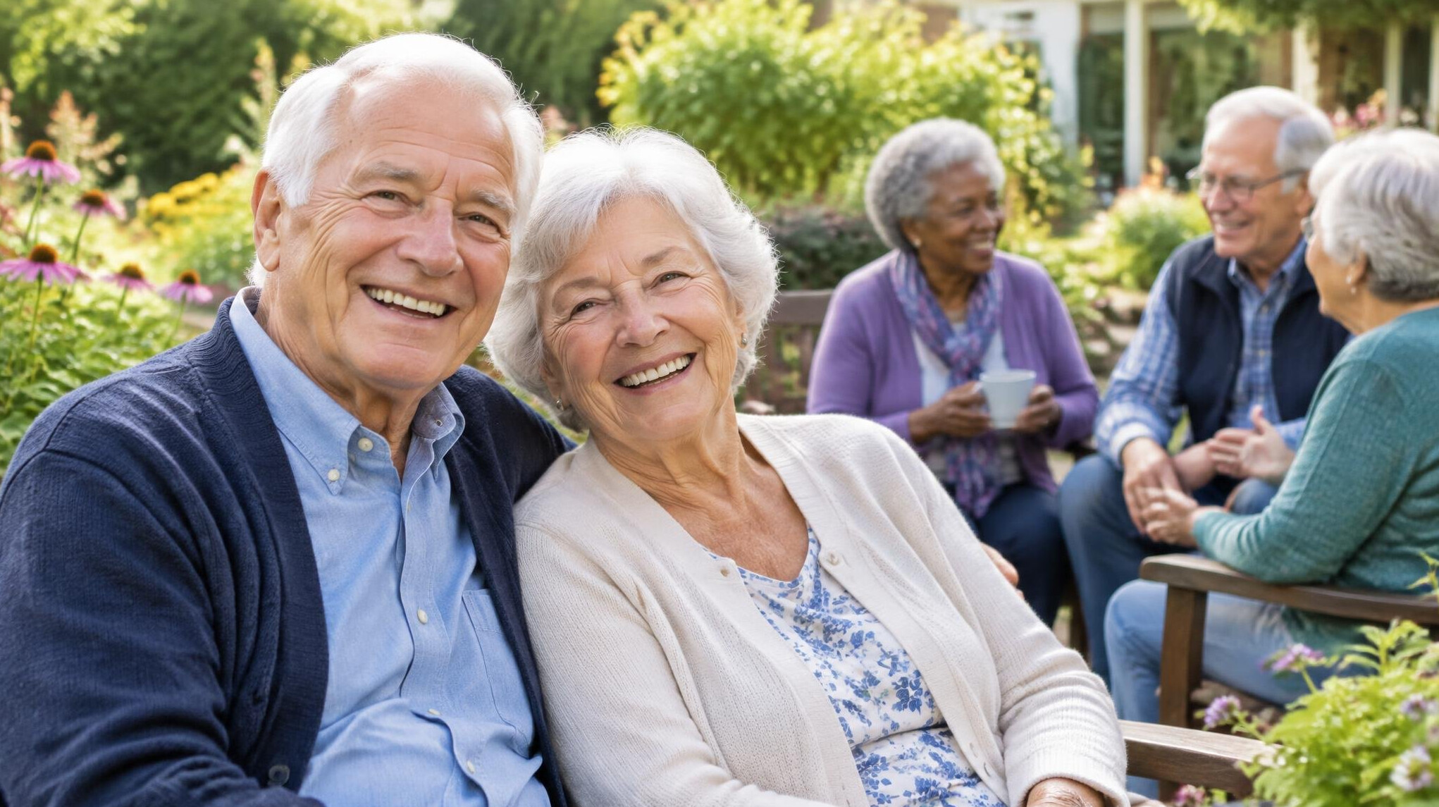 elderly couple smiling