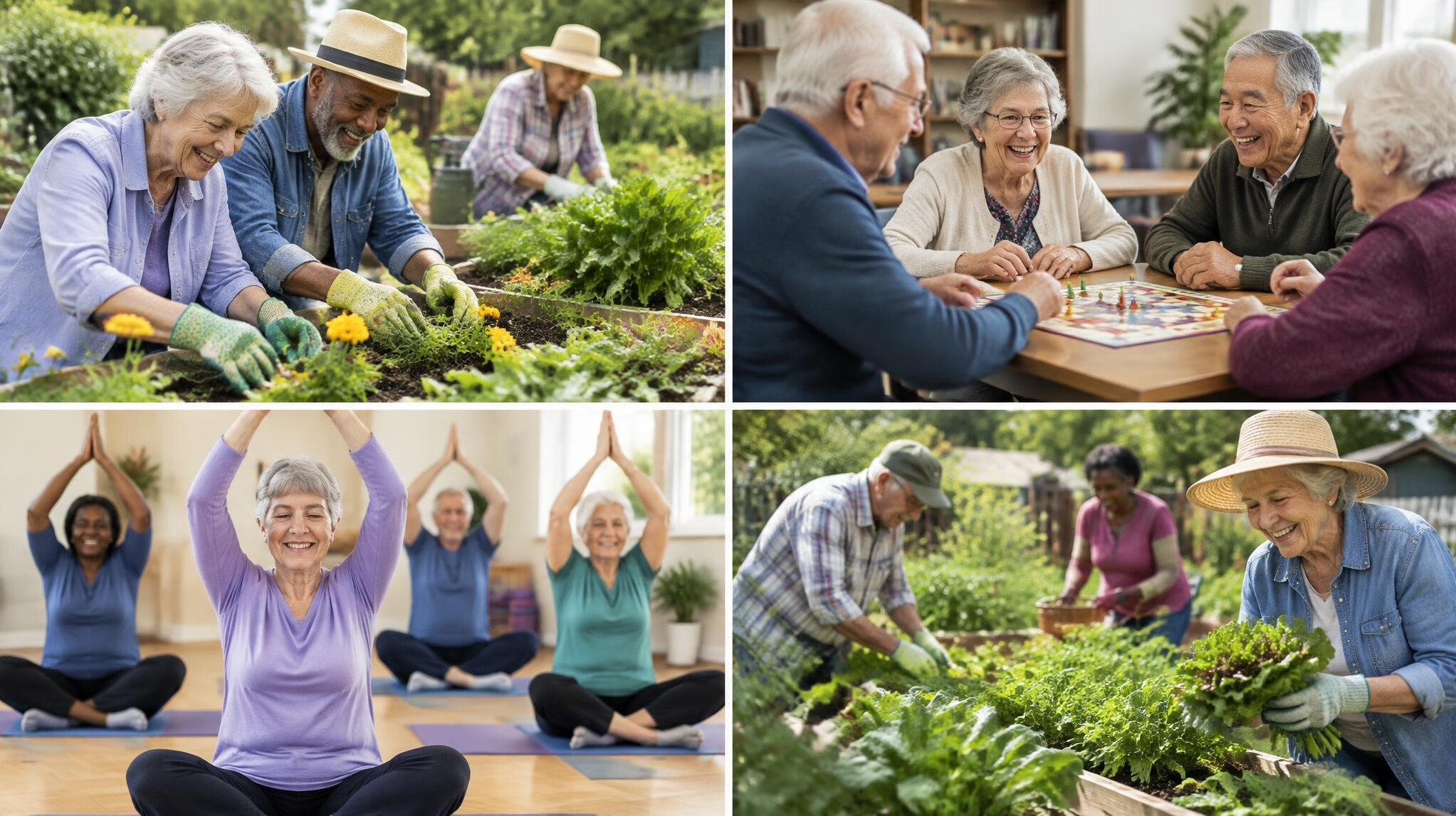 seniors gardening together
