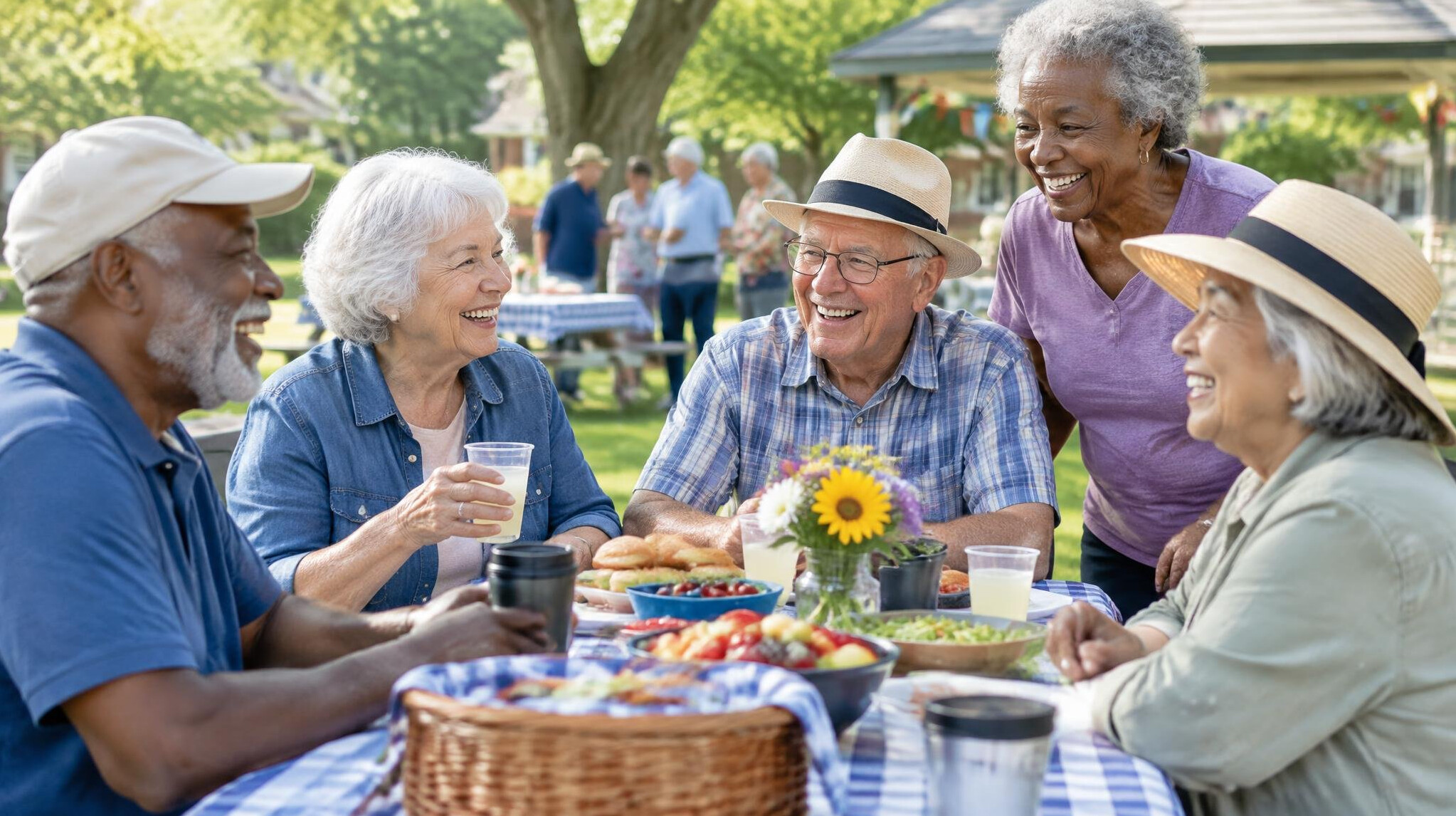 seniors having picnic