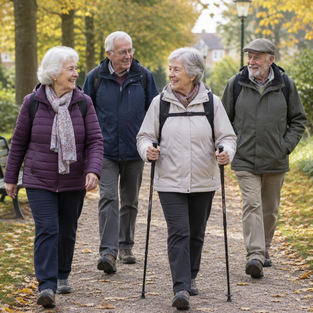 Group of seniors on a neighborhood walk